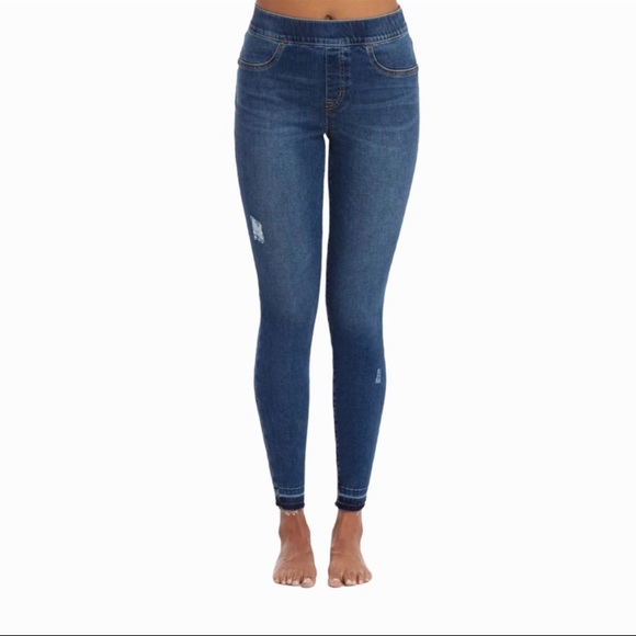 EUC - Spanx Distressed Ankle Denim Skinny Jean - Size M - Picture 1 of 6
